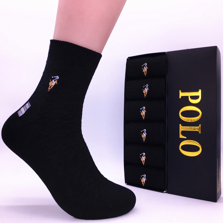Polo Black Men's Socks, Men's All-Cotton Autumn and Winter Solid Color Business Socks, Men's Mid-Calf Casual Pure Cotton Socks Polo Black Men's Socks, Men's All-Cotton Autumn and Winter Solid Color Business Socks, Men's Mid-Calf Casual Pure Cotton Socks