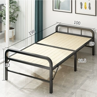 Складная складная кровать с твердым деревом Черная рама (ширина 100 см)