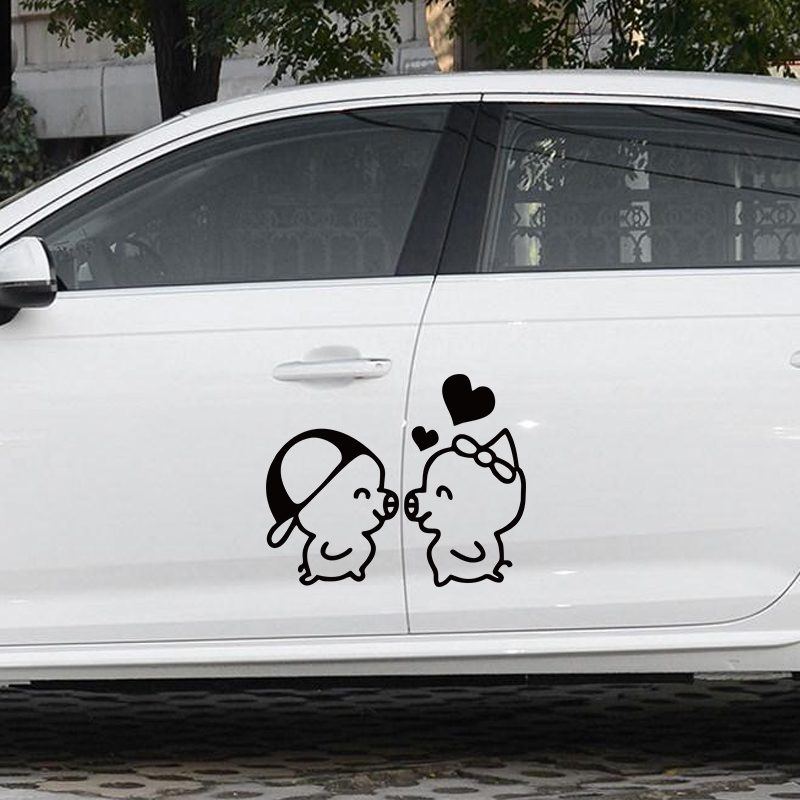 Car door sticker cartoon funny creative car sticker piggy personality body decoration sticker modified reflective car sticker