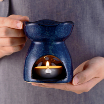 Qingji Bureau Foreign Trade Tail List Retro Deep Blue Ice Point Candle Ceramic Flaming Furnace Salary Light Beauty Hospital Home