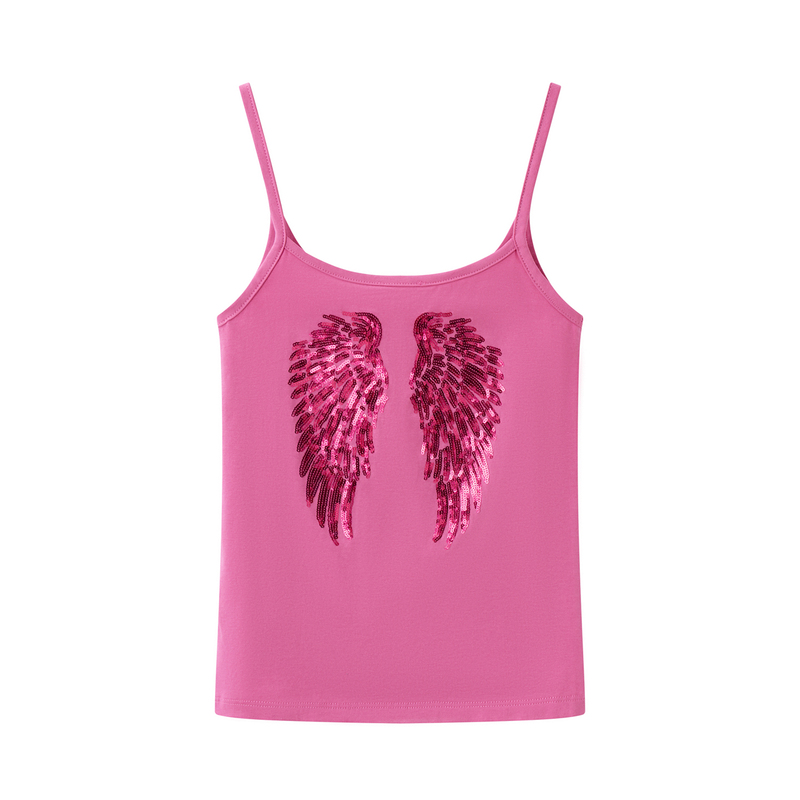Svbdvod Hot Girl Style Sequin Wing Camisole Women's 2026 Summer Slim Fit Sleeveless Top Trendy