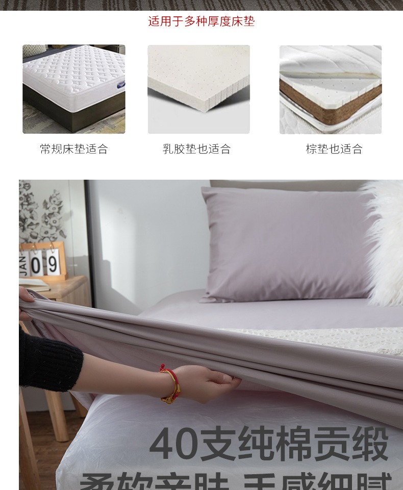 Giường satin bông đơn mảnh trải giường bằng vải trải giường dày mã hóa chống trượt 1,8m nệm bọc - Trang bị Covers Ga chun Everon