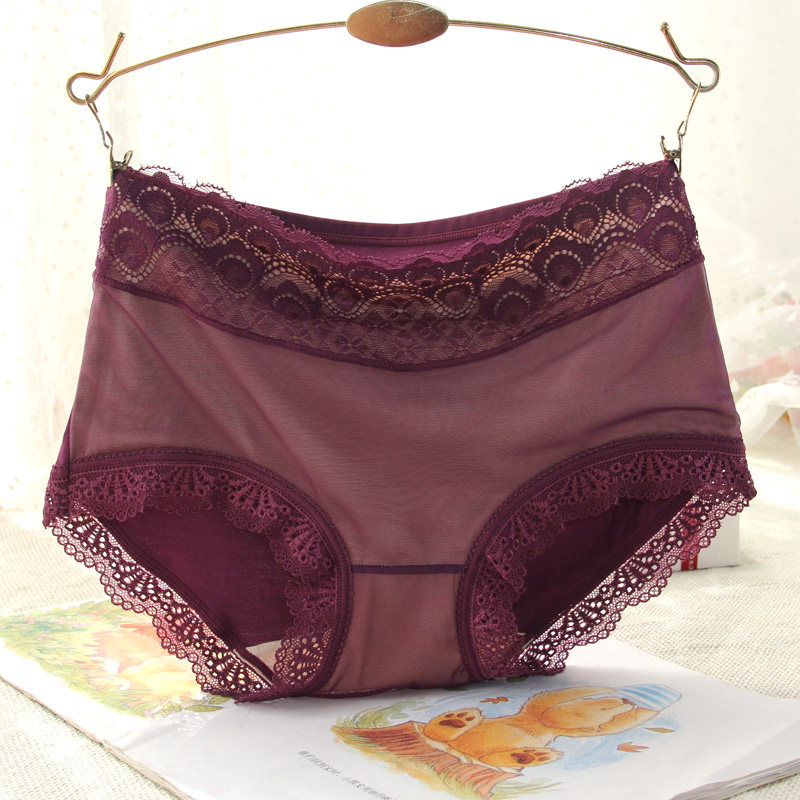 6-pack Modal fabric panties Women's mid-waist women's non-trace lace sexy girls briefs head