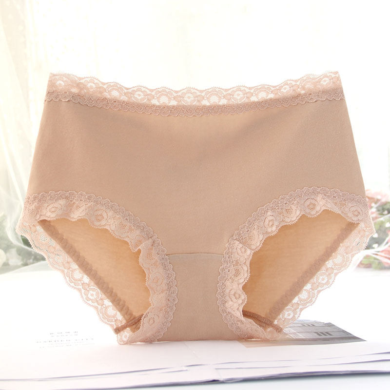 Withve underpants female pure cotton crotch lady in waist sexy untraceless lace side soft and breathable cotton fabric-Taobao