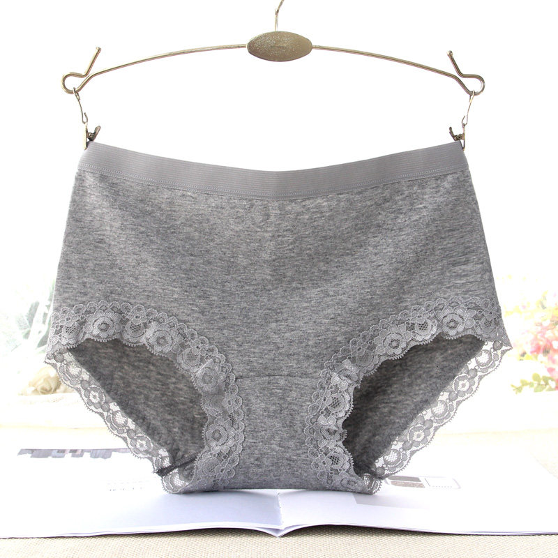 Vithève unscratched waist lady's underwear pure cotton bottom crotch cotton fabric large size and hip sexy lace triangle pants