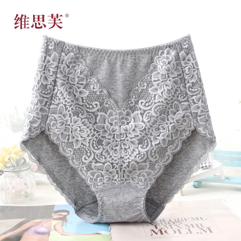 Vithve high waist underpants female pure cotton crotch Hip Lace sexy large size Cotton Fabric Lady Triangle Pants