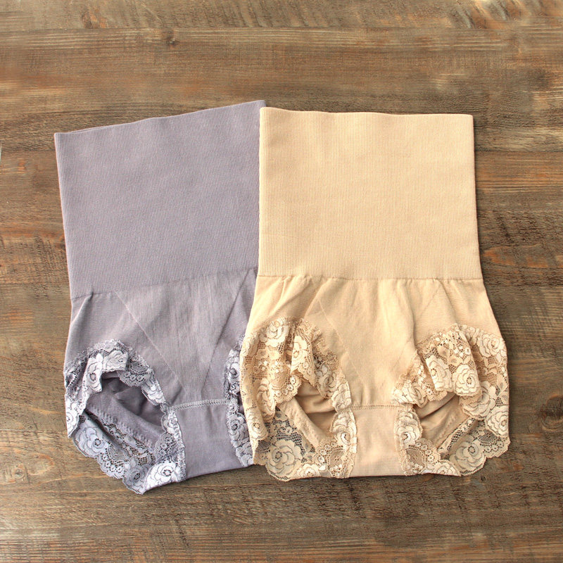 Vithève bunches underpants female high waist large size postpartum recovery beam cashew lace without marks and hip shapewear