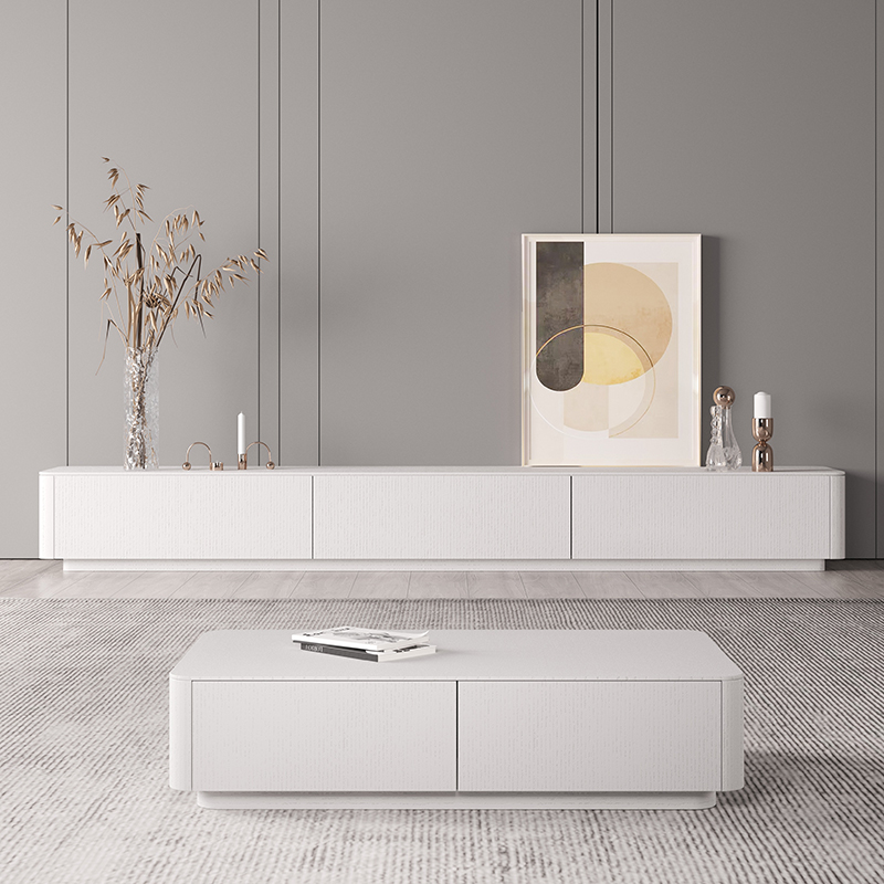 TV cabinet coffee table combination set modern minimalist small apartment living room Nordic Italian TV cabinet white floor cabinet