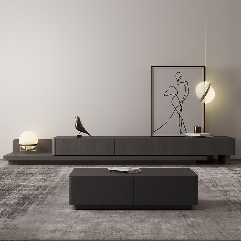 TV cabinet tea combination modern minimal small family living room Nordic minimalist TV cabinet scalable ground cabinet