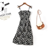 Летнее шифоновое платье, длинная юбка, по фигуре, цветочный принт, французский стиль, А-силуэт, эффект подтяжки, средней длины