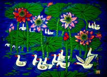 Lotus Ducks Зарубежные иностранные дипломатические подарки подарки подарки старые зарубежные семьи Шэньси Фермеры рисуют размер 52х76см