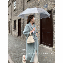 Double-sided cashmere coat womens long model 2021 New temperament high-end 100 pure wool black woolen coat