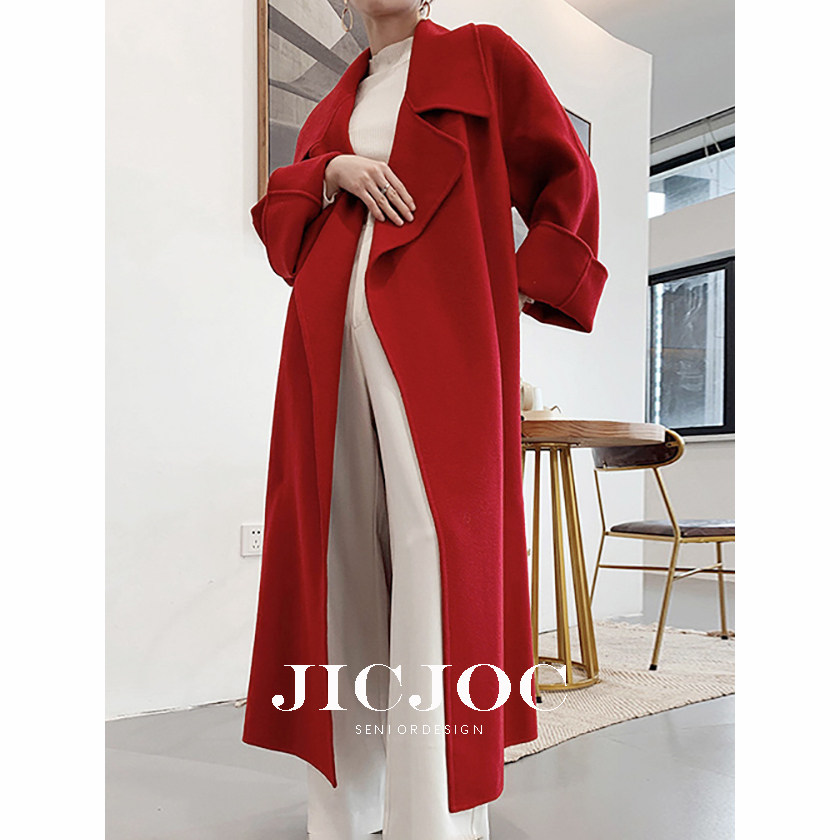 Clear Barn Bifacial Cashmere Dresses Woman Mid-Autumn Winter Bride Wedding This Year Red Hair Suede Coat Woman