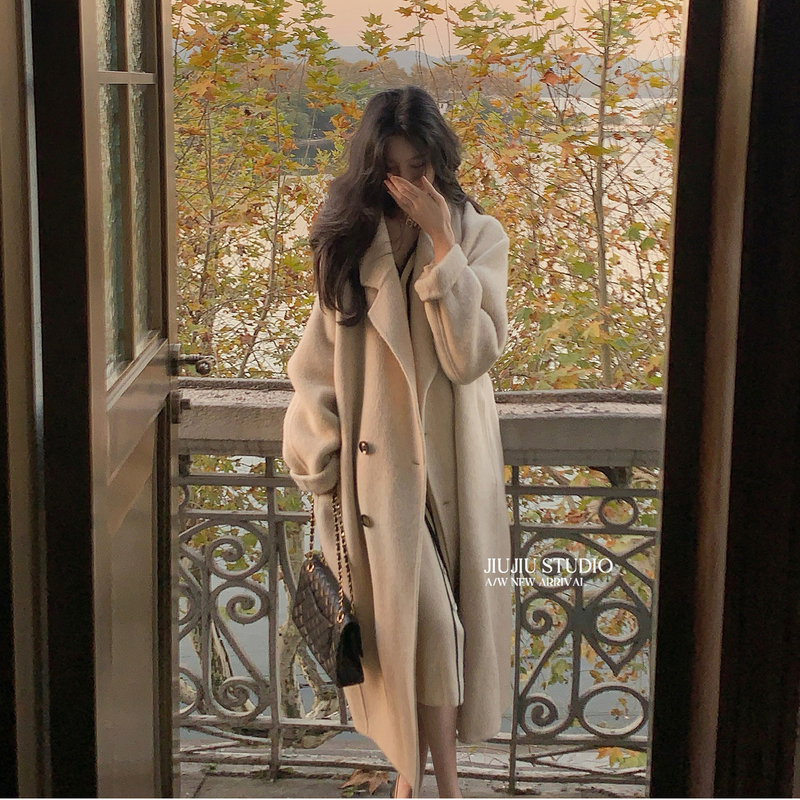 2025 Autumn/Winter New Double-Sided Suri Wool Coat for Women, Oversized Lazy Style Alpaca Wool Loose Woolen Jacket