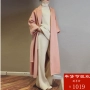 2018 thịt màu đỏ cam anh đào màu hồng hai mặt gợn sóng cashmere áo khoác nữ cao cấp dài len lỏng áo khoác áo khoác ny