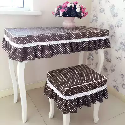 Dot cotton linen cloth dressing table computer desk set dust cover nail table bedside table cloth custom made