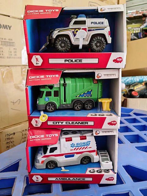 Special price export Germany DICKIE sound and light engineering vehicle police car trailer fire truck garbage truck children's toys