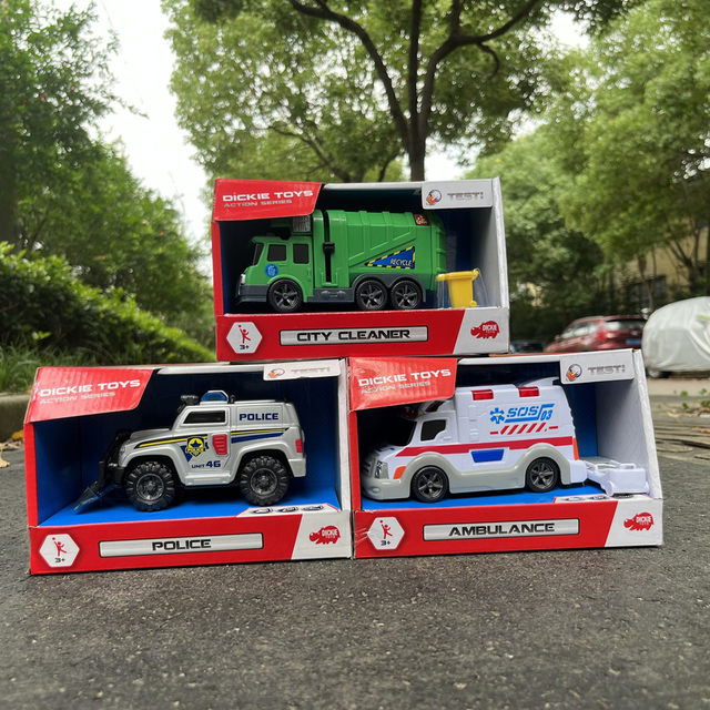 Special price export Germany DICKIE sound and light engineering vehicle police car trailer fire truck garbage truck children's toys