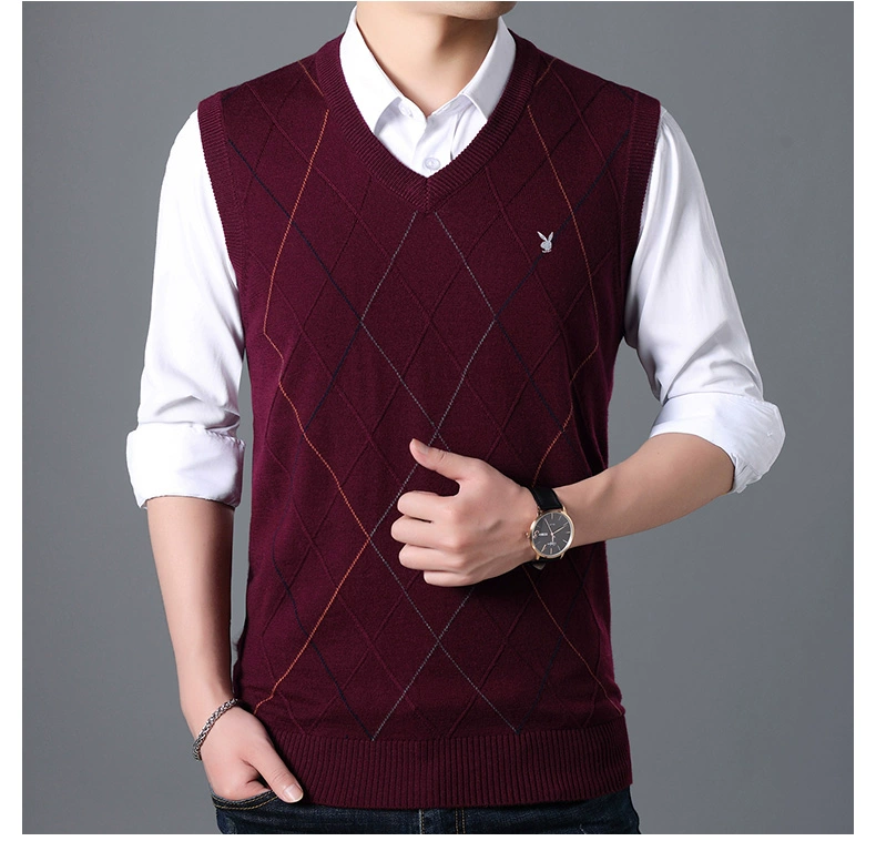 Playboy mùa thu và mùa đông không tay đan len V-cổ áo len trẻ trung vest Anh vest phiên bản Hàn Quốc của vest