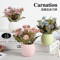 Carnation ornaments holiday Mothers Day Teachers Day gift decoration flower desktop fake flower potted green plant simulation flower