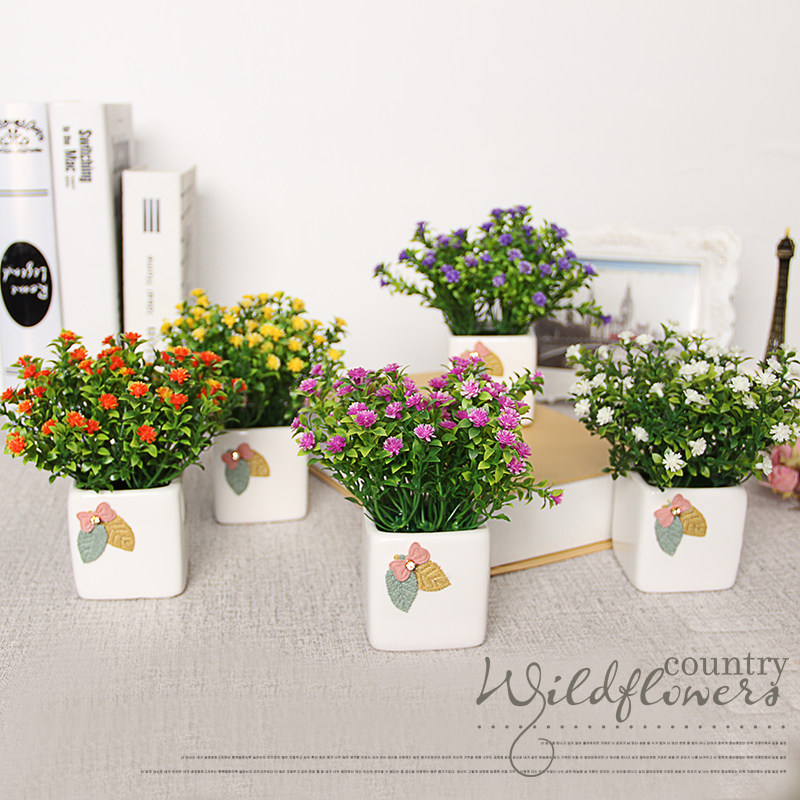 Gypsophila ceramic pot indoor cabinet desktop porch decorative flower potted small ornaments fake flower green plant simulation flower