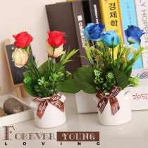 Home decoration ornaments Office creative ornaments Valentines Day gifts Rose simulation potted fake flower ornaments