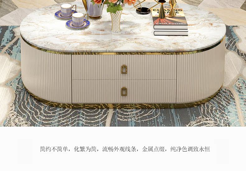 Sau mỗi gia đình Huân ánh sáng sang trọng hiện đại bảng sơn cà phê trà đá cẩm thạch tân cổ điển nội thất bảng thời trang nhà thiết kế phòng khách - Bàn trà bàn uống nước thông minh