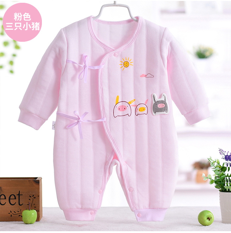 Quần áo sơ sinh ấm cho trẻ sơ sinh bé sơ sinh quần áo bé bướm 0-3 tháng 1 bông mùa xuân và mùa thu đông shop quần áo trẻ em đẹp