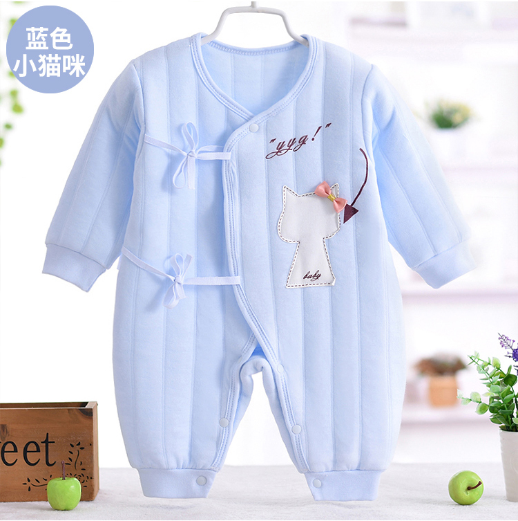 Quần áo sơ sinh ấm cho trẻ sơ sinh bé sơ sinh quần áo bé bướm 0-3 tháng 1 bông mùa xuân và mùa thu đông shop quần áo trẻ em đẹp