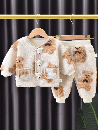 Детский шерстяной демисезонный зимний комплект для мальчиков, увеличенная толщина