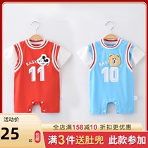 Baby short sleeve jumpsuit summer cute super cute newborn baby clothes baby cotton thin net red ha clothes