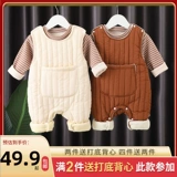 Слинг, комбинезон, демисезонный детский стеганый комплект для новорожденных, флисовый милый пуховик