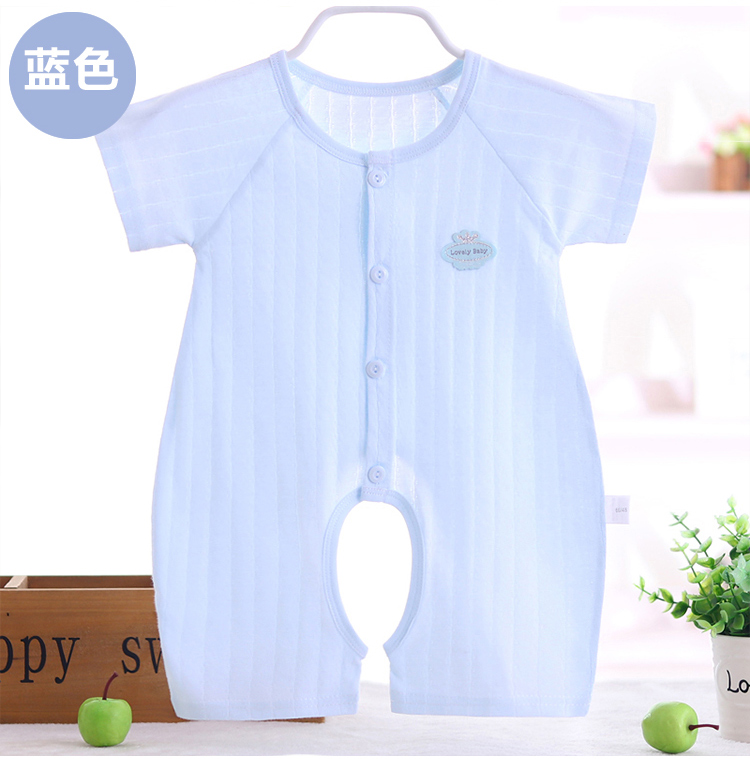 Bé mùa hè Xiêm quần áo sơ sinh 3 tháng 0 phần mỏng 6 ngắn tay áo nam giới và phụ nữ bé sơ sinh cotton mùa hè ăn mặc