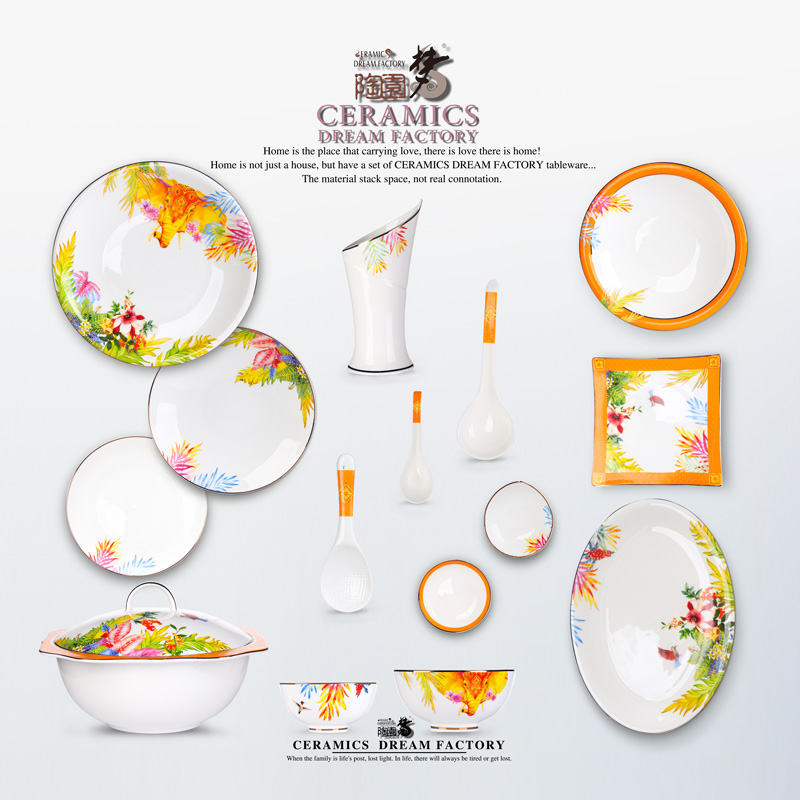 European dishes suit household light key-2 luxury high - grade ipads China tableware gift - giving bowl dishes combine creative bowls of ipads plate