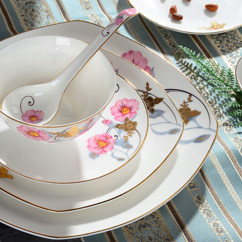 Dao yuen court dream ipads porcelain tableware suit high - end European dishes dishes household gifts I gold edge to use combination