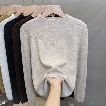 Women's textured half turtleneck sweater, trendy bottoming sweater