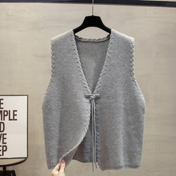 ເສື້ອຢືດ cardigan ຖັກຄໍ V-neck ສໍາລັບແມ່ຍິງ 2024 ລະດູໃບໄມ້ປົ່ງແລະດູໃບໄມ້ລົ່ນແບບໃຫມ່ vest ພາຍນອກທີ່ມີເສື້ອຍືດແລະເສື້ອຍືດ trendy