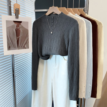 Bright silk half turtleneck sweater for women with base layer knitted sweater