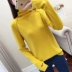 Phiên bản hàn quốc mùa thu đông mới tay áo raglan ve áo màu rắn chạm đáy áo sơ mi dài tay đan len thời trang nữ thanh mảnh - Áo len áo kiểu nữ đẹp tuổi 35 Áo len