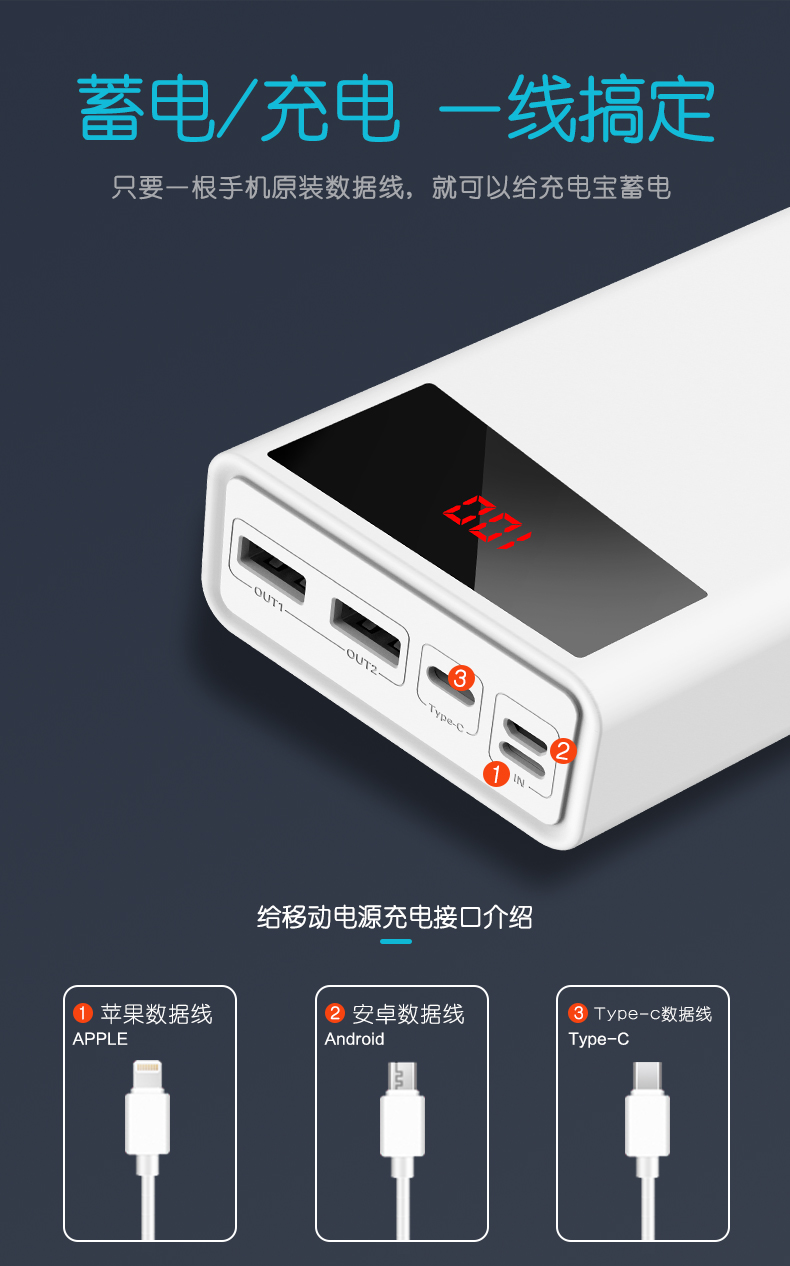Teclast Taipower sạc 30.000 mAh chính hãng dung lượng siêu lớn sạc nhanh flash 30.000 điện thoại di động nữ Huawei kê vivo Điện thoại di động Apple hiển thị kỹ thuật số phổ biến 20000m