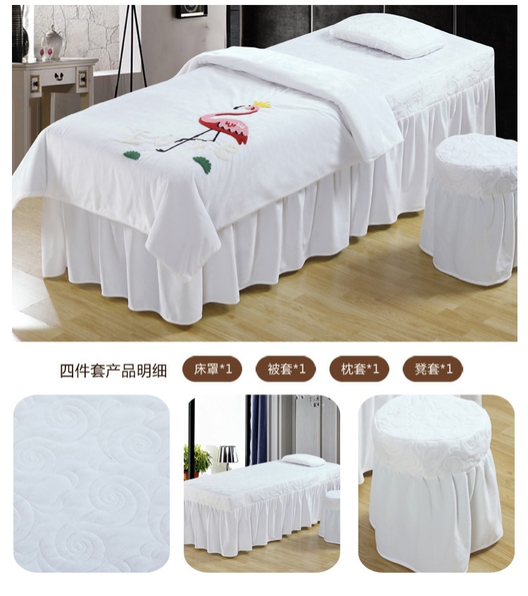 Ins tinh thể nhung đẹp giường bao gồm bốn bộ thẩm mỹ viện châu Âu dành riêng cho cơ thể massage dầu gội đầu giường tùy chỉnh ga trải giường gội đầu