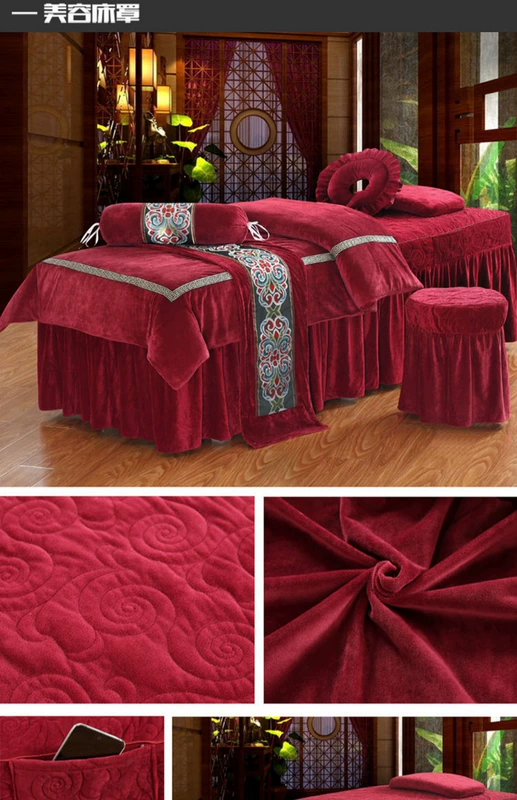 Một gia đình bốn cao cấp đẹp bedspread làm rắn chung châu Âu thẩm mỹ viện massage SPA đặc biệt bedspread custom-made - Trang bị tấm