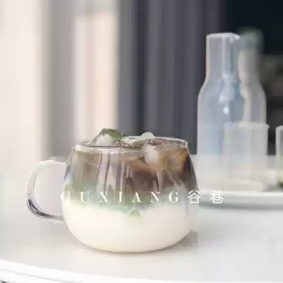 ins Hanfeng Cafe Ice Latte Coffee Cup with one breakfast cup Milk Cup yogurt cup Heat resistant glass