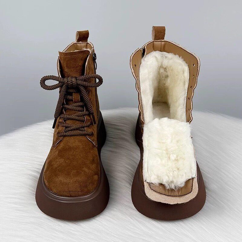 Брендовые легкие хлопчатобумажные ботинки на толстой подошве, коллекция 2025 года, зимние утепленные бархатные ботинки Martin, короткие ботинки на толстой подошве, женские зимние ботинки