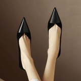 Абрикосовые туфли на высоком каблуке с заостренным носом, обувь, 2023, французский стиль, из натуральной кожи