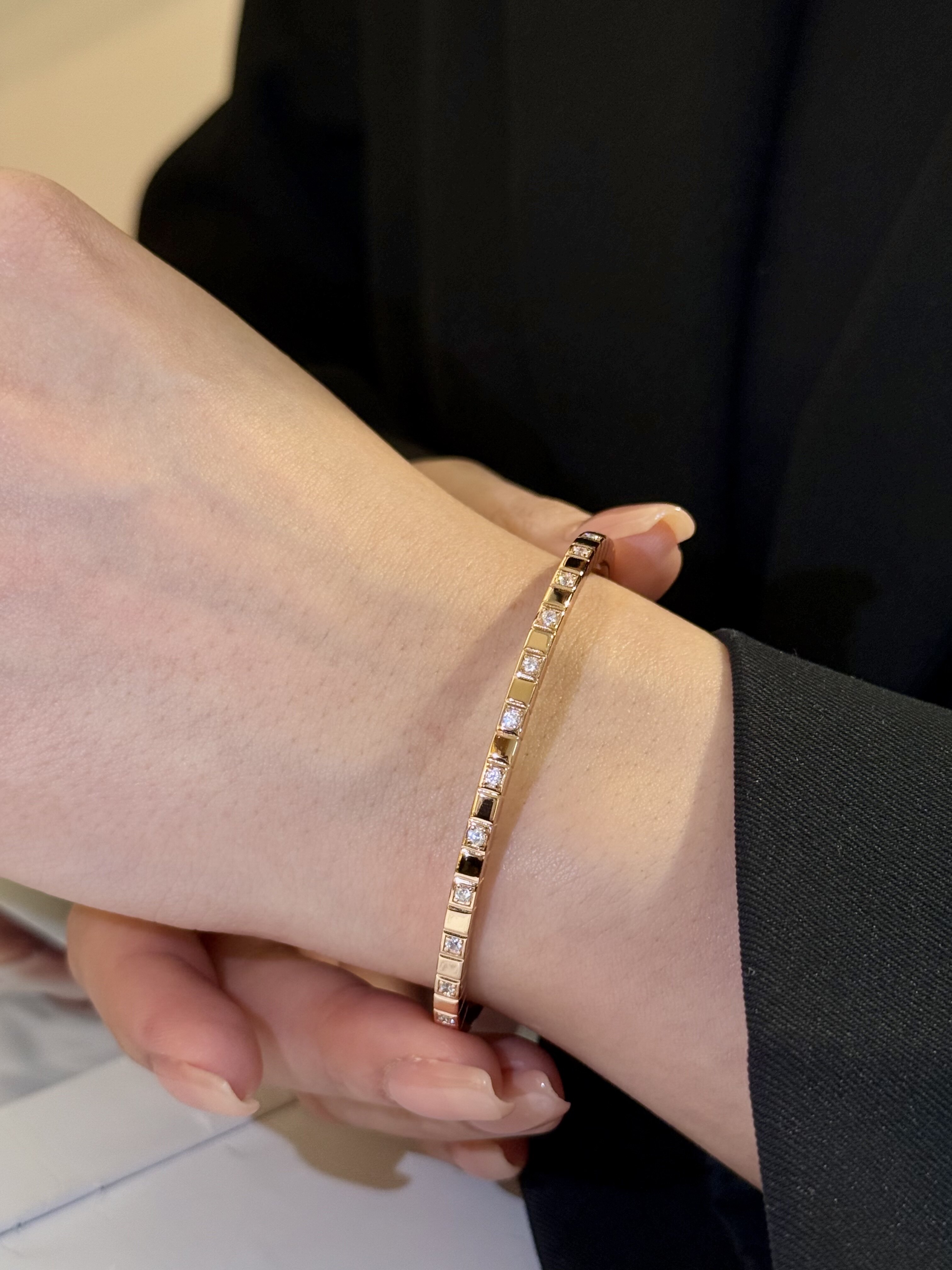 银饰手镯 蕾迪【冰块方糖手镯】手工定制s925银镀真金蜂巢方块钻手镯女轻奢