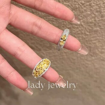 Lady couture sparkling s925 silver beige diamond ring
