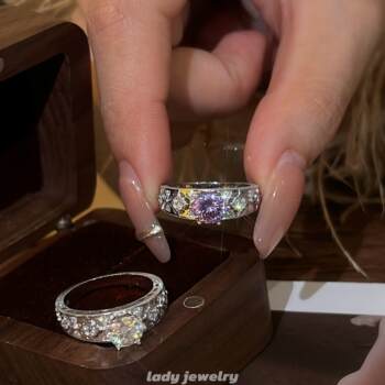 Leidy textured gold rhombus 2 carat hand-drawn s925 silver plated real gold niche light luxury women's ring