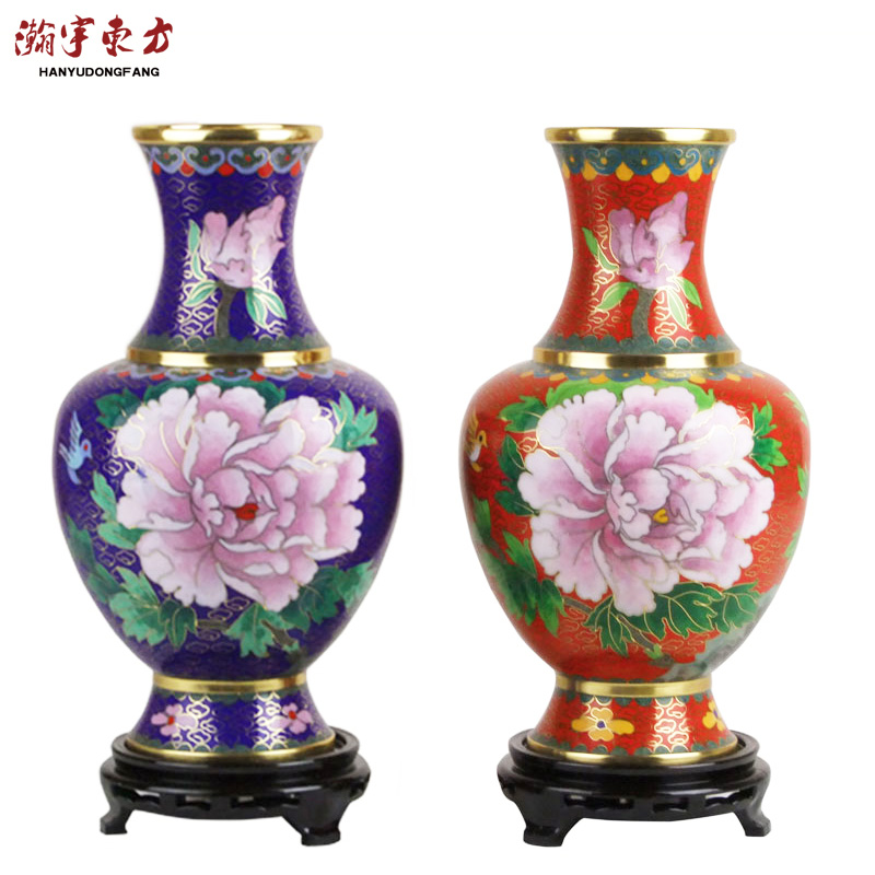 China Wind Beijing Featured Gift Foreign Affairs Business Copper Tire Handmade Pinch Enamel Cloisonne Vase Pendulum