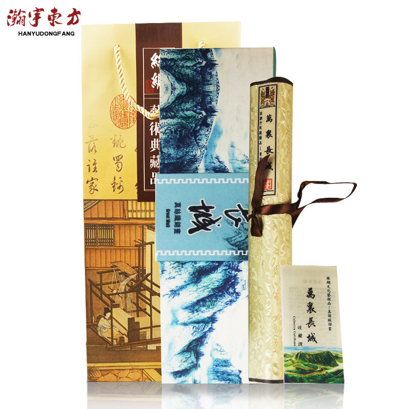 Great Wall Xiongfeng Silk Brocade painting axis to give foreigners special gifts Foreign Affairs gifts Beijing special souvenirs